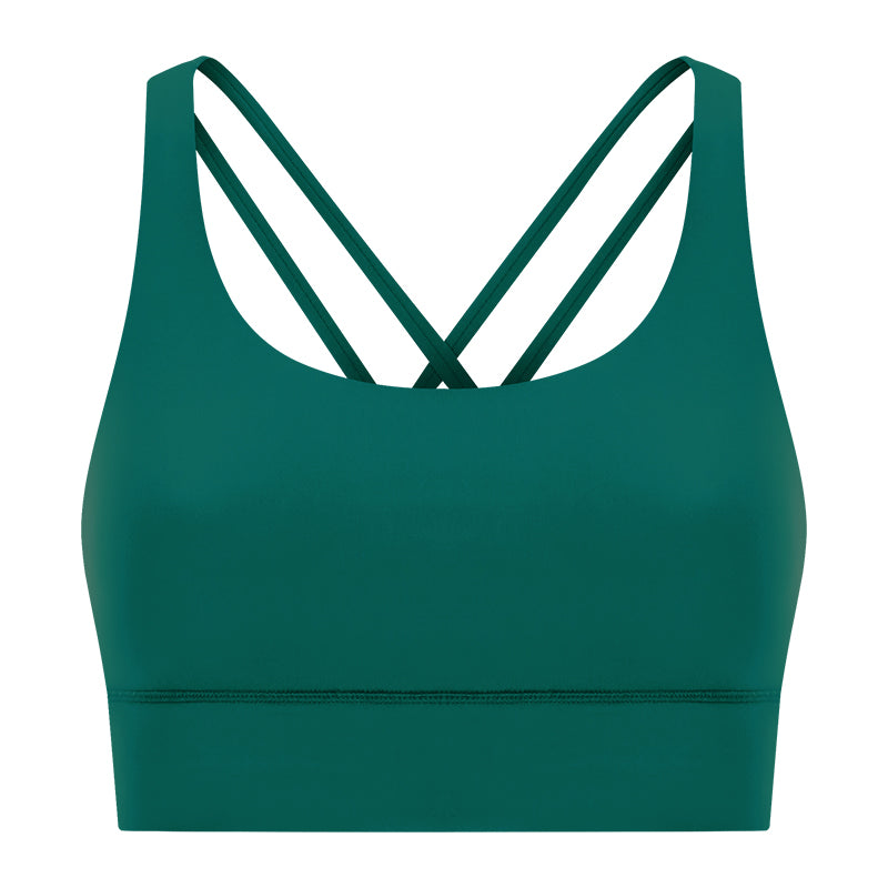 New Double-Sided Brushed Naked-Feel Cross-Back Yoga Bra, High-Intensity Anti-Shock Lifting Sports Bra