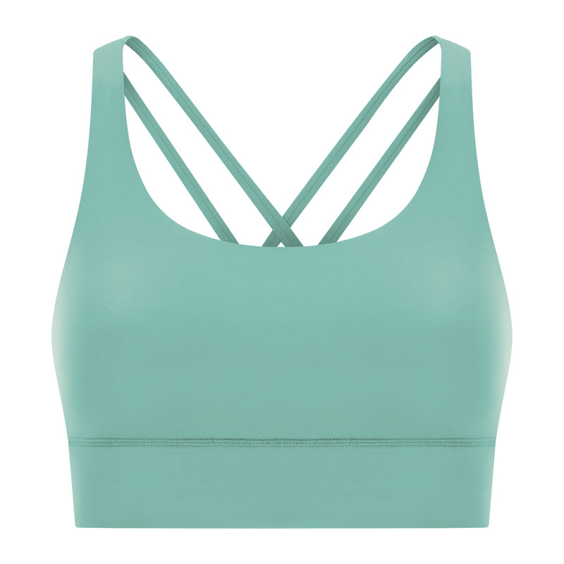 New Double-Sided Brushed Naked-Feel Cross-Back Yoga Bra, High-Intensity Anti-Shock Lifting Sports Bra