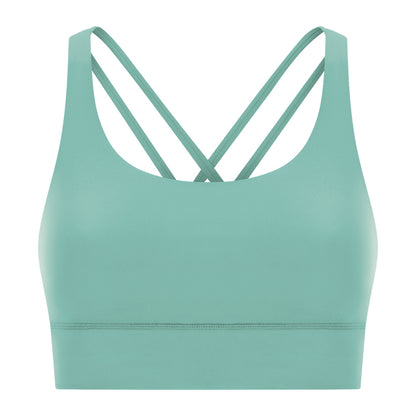 New Double-Sided Brushed Naked-Feel Cross-Back Yoga Bra, High-Intensity Anti-Shock Lifting Sports Bra