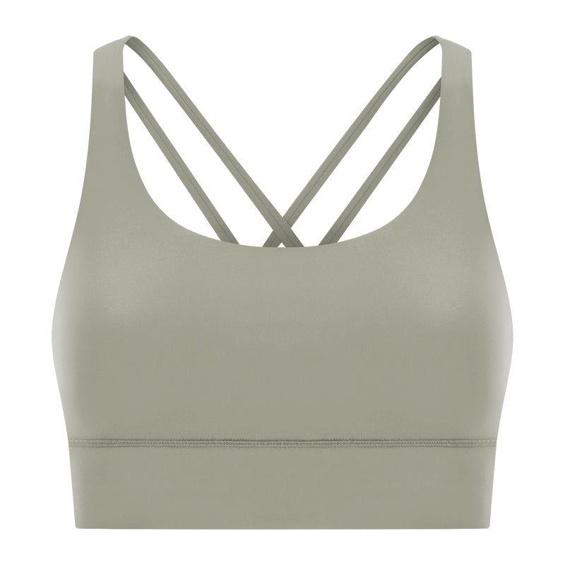 New Double-Sided Brushed Naked-Feel Cross-Back Yoga Bra, High-Intensity Anti-Shock Lifting Sports Bra