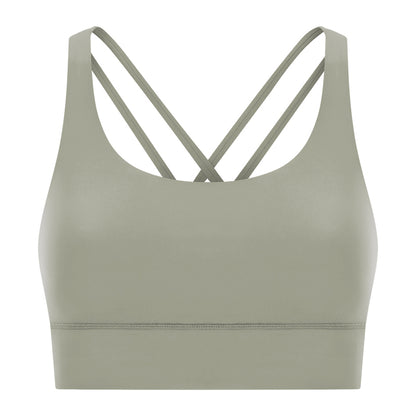 New Double-Sided Brushed Naked-Feel Cross-Back Yoga Bra, High-Intensity Anti-Shock Lifting Sports Bra