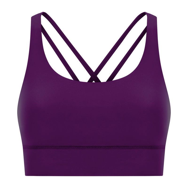 New Double-Sided Brushed Naked-Feel Cross-Back Yoga Bra, High-Intensity Anti-Shock Lifting Sports Bra
