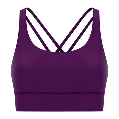 New Double-Sided Brushed Naked-Feel Cross-Back Yoga Bra, High-Intensity Anti-Shock Lifting Sports Bra