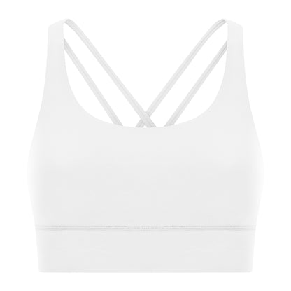 New Double-Sided Brushed Naked-Feel Cross-Back Yoga Bra, High-Intensity Anti-Shock Lifting Sports Bra