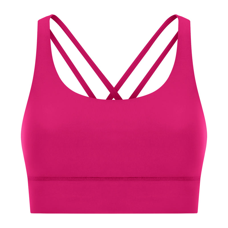 New Double-Sided Brushed Naked-Feel Cross-Back Yoga Bra, High-Intensity Anti-Shock Lifting Sports Bra