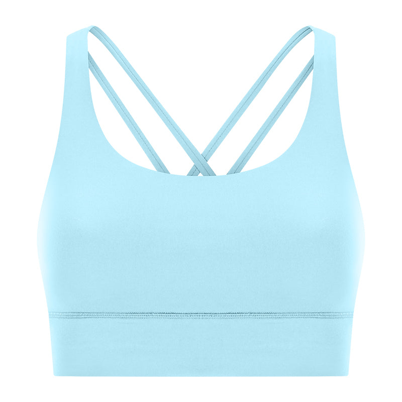 New Double-Sided Brushed Naked-Feel Cross-Back Yoga Bra, High-Intensity Anti-Shock Lifting Sports Bra