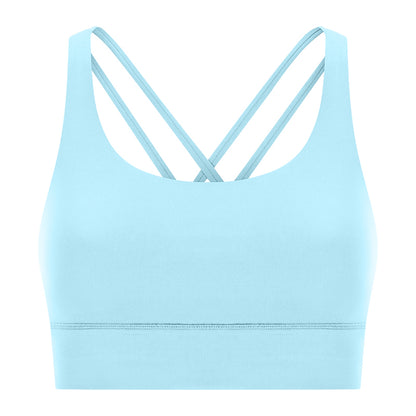New Double-Sided Brushed Naked-Feel Cross-Back Yoga Bra, High-Intensity Anti-Shock Lifting Sports Bra