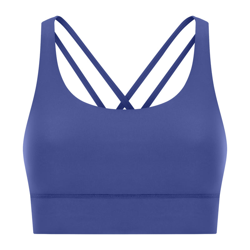 New Double-Sided Brushed Naked-Feel Cross-Back Yoga Bra, High-Intensity Anti-Shock Lifting Sports Bra