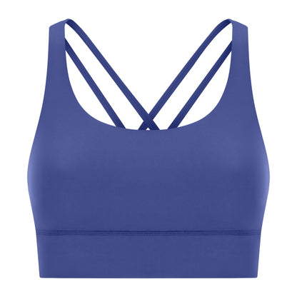 New Double-Sided Brushed Naked-Feel Cross-Back Yoga Bra, High-Intensity Anti-Shock Lifting Sports Bra