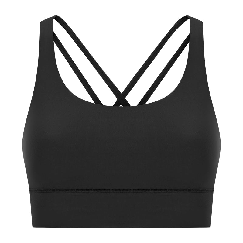 New Double-Sided Brushed Naked-Feel Cross-Back Yoga Bra, High-Intensity Anti-Shock Lifting Sports Bra