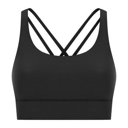 New Double-Sided Brushed Naked-Feel Cross-Back Yoga Bra, High-Intensity Anti-Shock Lifting Sports Bra