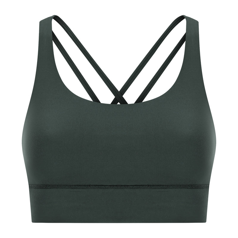 New Double-Sided Brushed Naked-Feel Cross-Back Yoga Bra, High-Intensity Anti-Shock Lifting Sports Bra