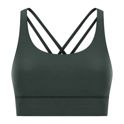 New Double-Sided Brushed Naked-Feel Cross-Back Yoga Bra, High-Intensity Anti-Shock Lifting Sports Bra