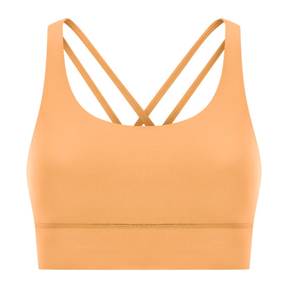 New Double-Sided Brushed Naked-Feel Cross-Back Yoga Bra, High-Intensity Anti-Shock Lifting Sports Bra