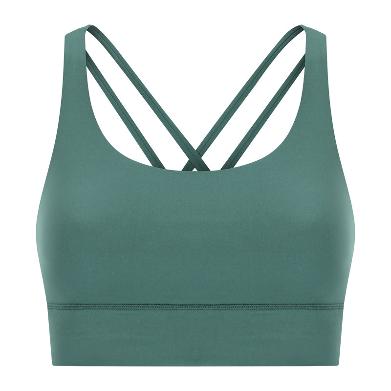 New Double-Sided Brushed Naked-Feel Cross-Back Yoga Bra, High-Intensity Anti-Shock Lifting Sports Bra
