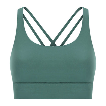 New Double-Sided Brushed Naked-Feel Cross-Back Yoga Bra, High-Intensity Anti-Shock Lifting Sports Bra