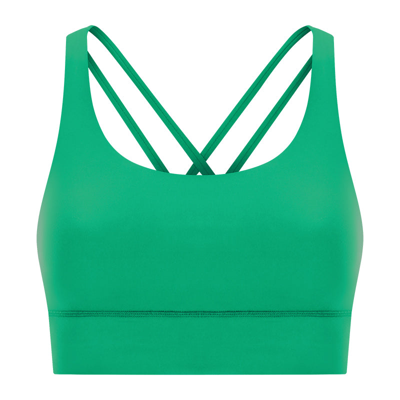 New Double-Sided Brushed Naked-Feel Cross-Back Yoga Bra, High-Intensity Anti-Shock Lifting Sports Bra