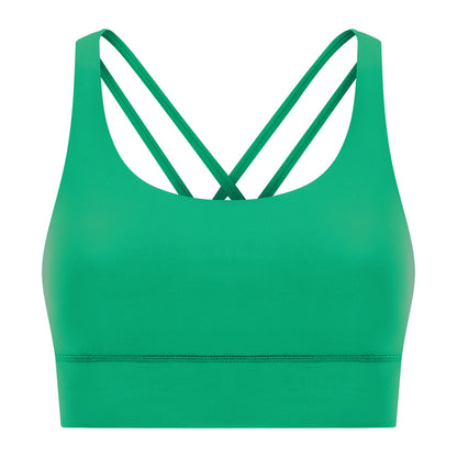New Double-Sided Brushed Naked-Feel Cross-Back Yoga Bra, High-Intensity Anti-Shock Lifting Sports Bra