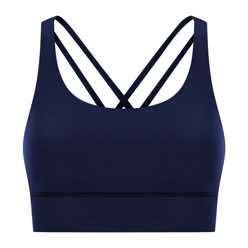 New Double-Sided Brushed Naked-Feel Cross-Back Yoga Bra, High-Intensity Anti-Shock Lifting Sports Bra