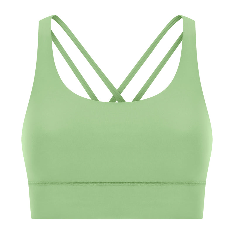 New Double-Sided Brushed Naked-Feel Cross-Back Yoga Bra, High-Intensity Anti-Shock Lifting Sports Bra