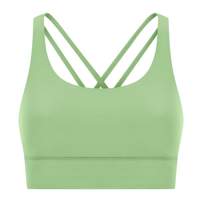 New Double-Sided Brushed Naked-Feel Cross-Back Yoga Bra, High-Intensity Anti-Shock Lifting Sports Bra