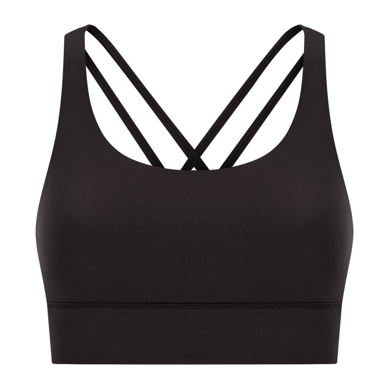 New Double-Sided Brushed Naked-Feel Cross-Back Yoga Bra, High-Intensity Anti-Shock Lifting Sports Bra