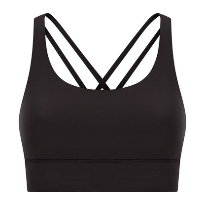 New Double-Sided Brushed Naked-Feel Cross-Back Yoga Bra, High-Intensity Anti-Shock Lifting Sports Bra