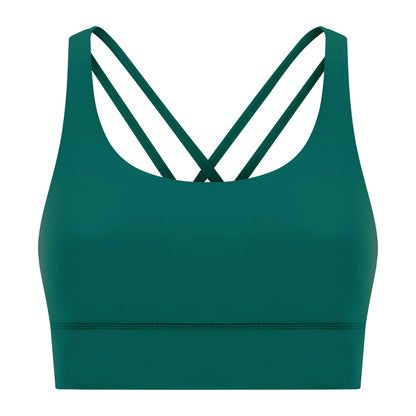 New Double-Sided Brushed Naked-Feel Cross-Back Yoga Bra, High-Intensity Anti-Shock Lifting Sports Bra